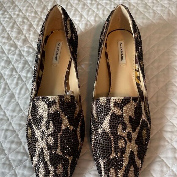 Alex Marie new without beaded animal print loafers,‎ brown tan, size 6 - Picture 9 of 14